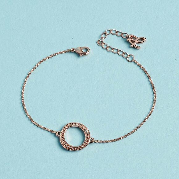 Adore Jewelry Organic Circle Bracelet Rose Gold Swarovski Crystal - Picture 1 of 7